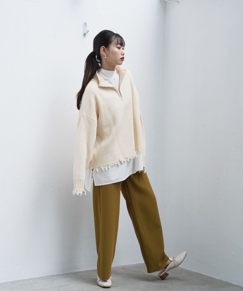Happy John(ハッピージョン)の「damage hizip knit/ダメージハイジップニット(ニット/セーター・レディース・ブラック/グリーン/ナチュラル・FREE)」の18枚目の写真