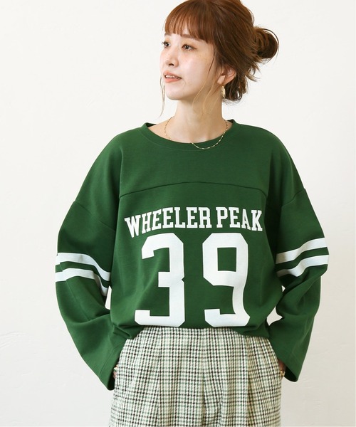 Simplicite（サンプリシテ）の「FOOTBALL BIG TEE◆（Tシャツ/カットソー・レディース・ネイビー/グリーン・FREE）」の2枚目の写真
