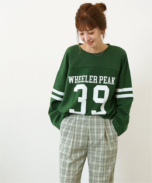 Simplicite（サンプリシテ）の「FOOTBALL BIG TEE◆（Tシャツ/カットソー・レディース・ネイビー/グリーン・FREE）」の13枚目の写真
