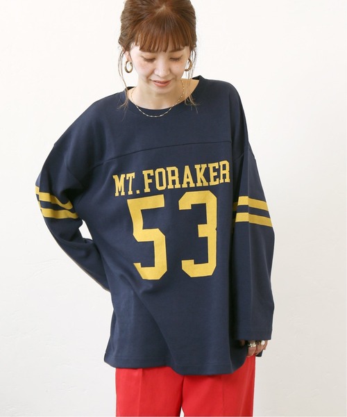 Simplicite（サンプリシテ）の「FOOTBALL BIG TEE◆（Tシャツ/カットソー・レディース・ネイビー/グリーン・FREE）」の6枚目の写真