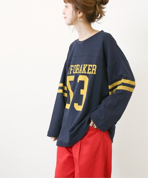 Simplicite（サンプリシテ）の「FOOTBALL BIG TEE◆（Tシャツ/カットソー・レディース・ネイビー/グリーン・FREE）」の14枚目の写真