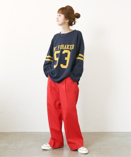 Simplicite（サンプリシテ）の「FOOTBALL BIG TEE◆（Tシャツ/カットソー・レディース・ネイビー/グリーン・FREE）」の15枚目の写真