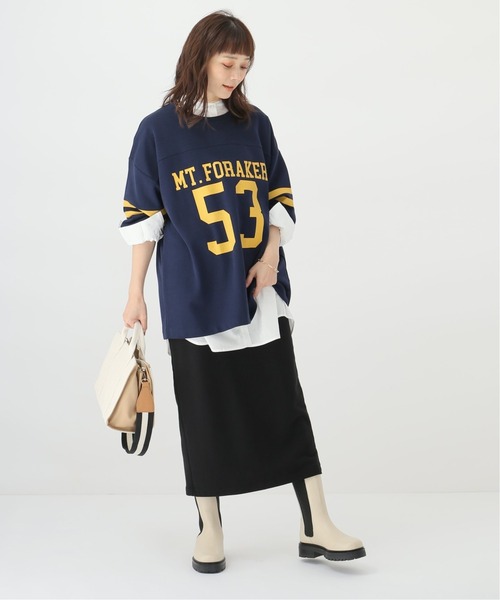 Simplicite（サンプリシテ）の「FOOTBALL BIG TEE◆（Tシャツ/カットソー・レディース・ネイビー/グリーン・FREE）」の3枚目の写真