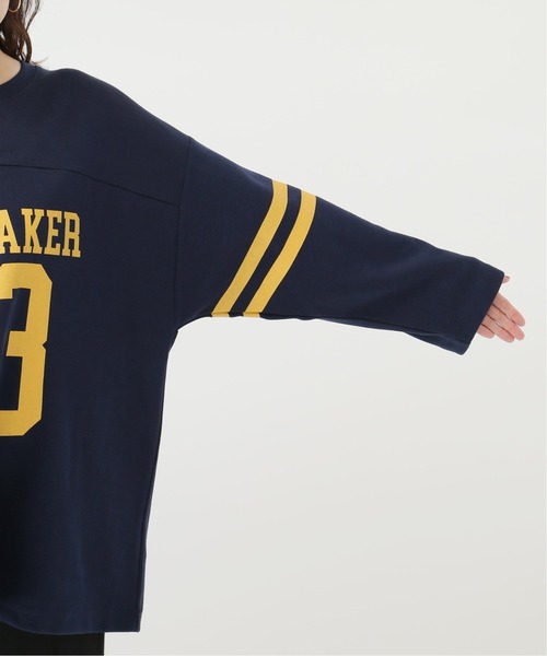 Simplicite（サンプリシテ）の「FOOTBALL BIG TEE◆（Tシャツ/カットソー・レディース・ネイビー/グリーン・FREE）」の4枚目の写真
