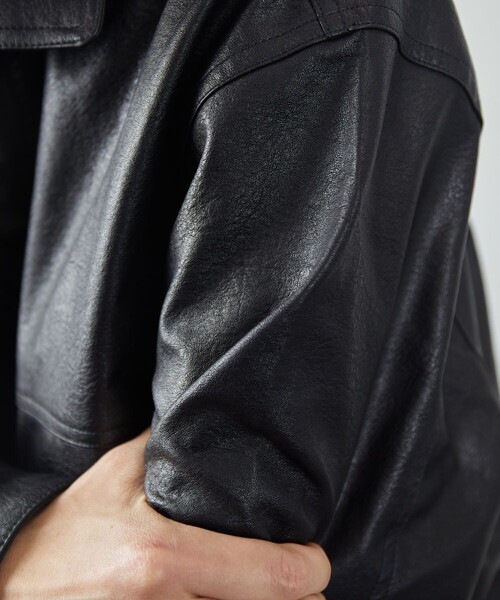 FREAK'S STORE（フリークスストア）の「フェイクレザーブルゾン（ブルゾン・メンズ・ブラック・MEDIUM/LARGE）」の6枚目の写真
