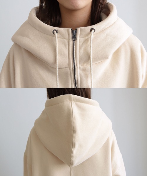 HER CLOSET(ハークローゼット)の「【shemoshelly】裏起毛ビッグフーディジップアップパーカー(パーカー・レディース・チャコールグレー/ブラック/アイボリー/モカ/ライトカーキ/杢グレー・M)」の9枚目の写真