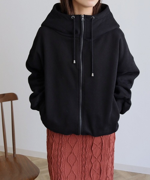 HER CLOSET(ハークローゼット)の「【shemoshelly】裏起毛ビッグフーディジップアップパーカー(パーカー・レディース・チャコールグレー/ブラック/アイボリー/モカ/ライトカーキ/杢グレー・M)」の22枚目の写真