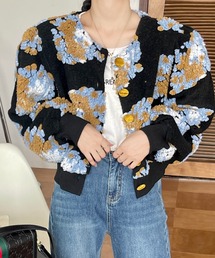 emi+ | バイカラーボアドッキングニットカーディガン(ニット/セーター)