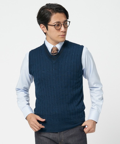 12Twelve Agenda ダークブルー ニットベスト M SOOR PLOOM ネイビー 