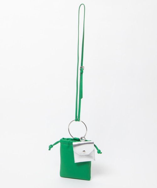 WEGO（ウィゴー）の「WEGO/マルチリング巾着ポシェット（ショルダーバッグ・レディース・ホワイト/グリーン/ブラック・FREE）」の4枚目の写真