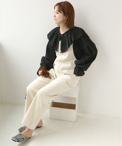 Simplicite（サンプリシテ）の「16ウェルコールサロペット◆（サロペット/オーバーオール・レディース・ブラック/アイボリー・FREE）」の3枚目の写真