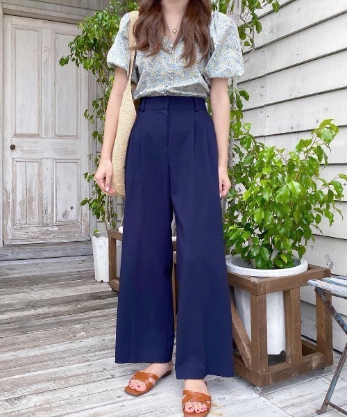 mood for a day（ムードフォーアデイ）の「two tuck pending slacks pants / ツータックバンドスラックスパンツ（スラックス・レディース・ネイビー/グレー・FREE）」の7枚目の写真