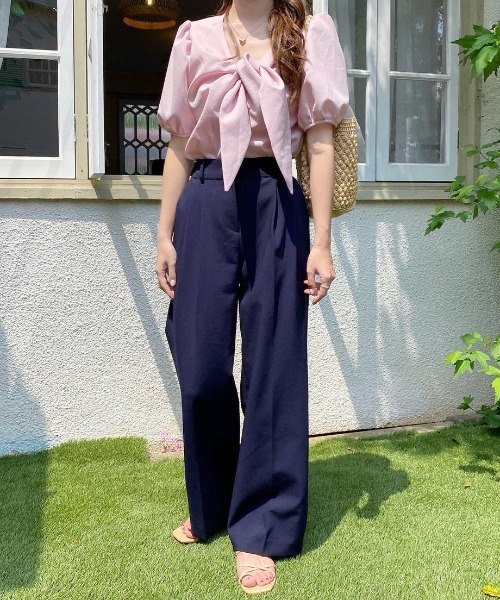 mood for a day（ムードフォーアデイ）の「two tuck pending slacks pants / ツータックバンドスラックスパンツ（スラックス・レディース・ネイビー/グレー・FREE）」の12枚目の写真