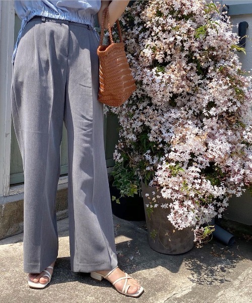 mood for a day（ムードフォーアデイ）の「two tuck pending slacks pants / ツータックバンドスラックスパンツ（スラックス・レディース・ネイビー/グレー・FREE）」の14枚目の写真