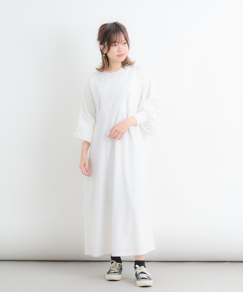Wordtrobe（ワードトローブ）の「【wordtrobe】空紡糸天竺 布帛切替 ボリュームスリーブ ワンピース（ワンピース・レディース・ホワイト/ブラック/ベージュ・FREE）」の2枚目の写真