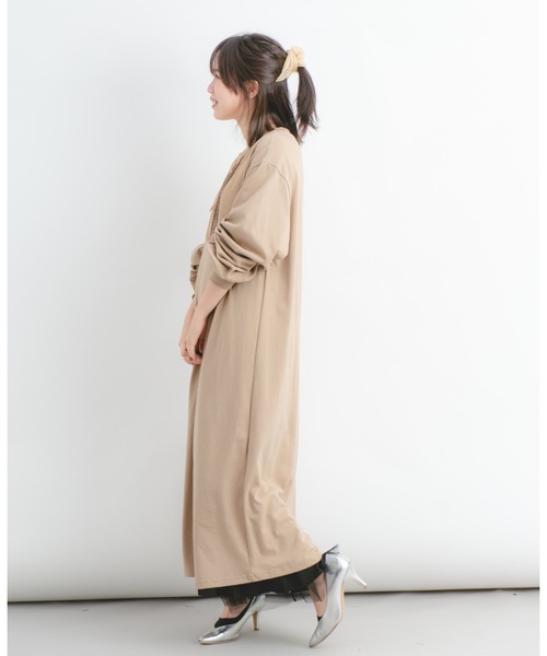 Wordtrobe（ワードトローブ）の「【wordtrobe】空紡糸天竺 布帛切替 ボリュームスリーブ ワンピース（ワンピース・レディース・ホワイト/ブラック/ベージュ・FREE）」の4枚目の写真