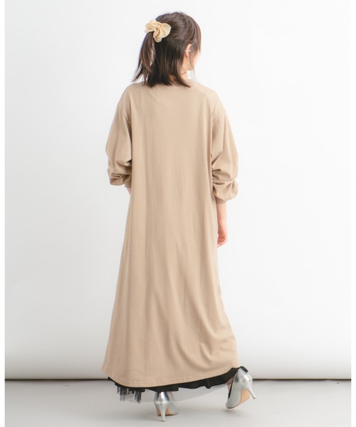 Wordtrobe（ワードトローブ）の「【wordtrobe】空紡糸天竺 布帛切替 ボリュームスリーブ ワンピース（ワンピース・レディース・ホワイト/ブラック/ベージュ・FREE）」の12枚目の写真