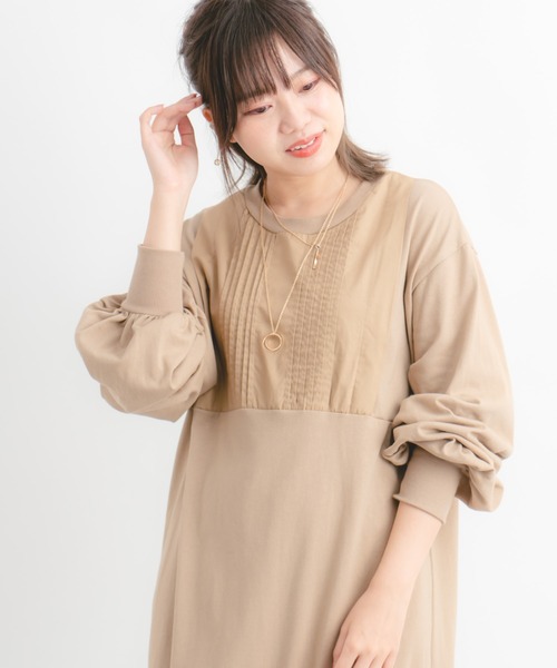 Wordtrobe（ワードトローブ）の「【wordtrobe】空紡糸天竺 布帛切替 ボリュームスリーブ ワンピース（ワンピース・レディース・ホワイト/ブラック/ベージュ・FREE）」の11枚目の写真