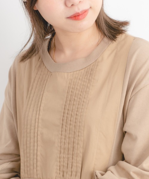 Wordtrobe（ワードトローブ）の「【wordtrobe】空紡糸天竺 布帛切替 ボリュームスリーブ ワンピース（ワンピース・レディース・ホワイト/ブラック/ベージュ・FREE）」の13枚目の写真