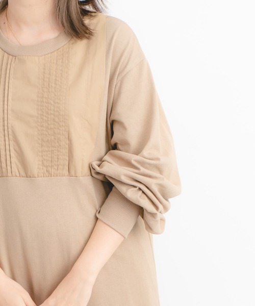 Wordtrobe（ワードトローブ）の「【wordtrobe】空紡糸天竺 布帛切替 ボリュームスリーブ ワンピース（ワンピース・レディース・ホワイト/ブラック/ベージュ・FREE）」の8枚目の写真