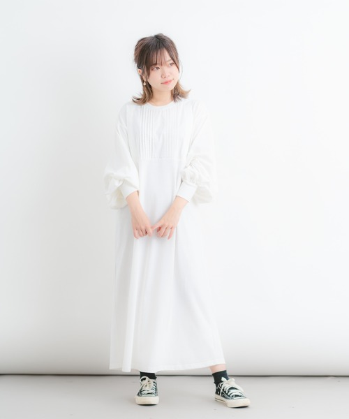 Wordtrobe（ワードトローブ）の「【wordtrobe】空紡糸天竺 布帛切替 ボリュームスリーブ ワンピース（ワンピース・レディース・ホワイト/ブラック/ベージュ・FREE）」の16枚目の写真