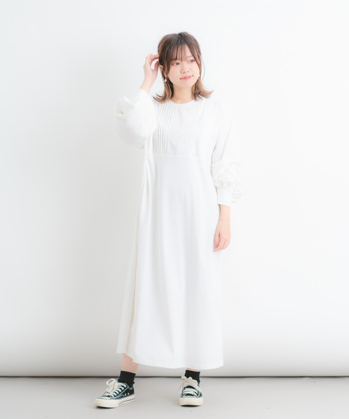 Wordtrobe（ワードトローブ）の「【wordtrobe】空紡糸天竺 布帛切替 ボリュームスリーブ ワンピース（ワンピース・レディース・ホワイト/ブラック/ベージュ・FREE）」の14枚目の写真
