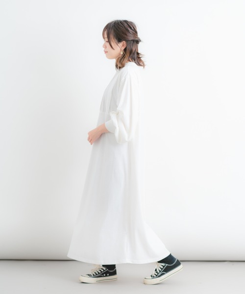 Wordtrobe（ワードトローブ）の「【wordtrobe】空紡糸天竺 布帛切替 ボリュームスリーブ ワンピース（ワンピース・レディース・ホワイト/ブラック/ベージュ・FREE）」の18枚目の写真