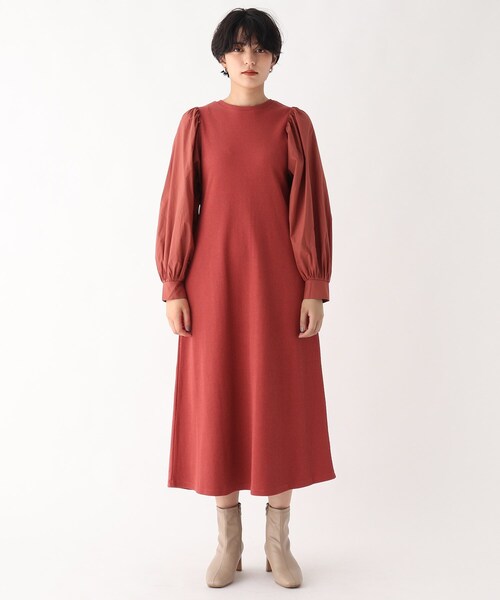 AG by aquagirl(エージーバイアクアガール)の「◆テレコ異素材スリーブワンピース【WEB限定サイズ】(ワンピース・レディース・ブラック/ベージュ/レンガ・40/38/36)」の9枚目の写真
