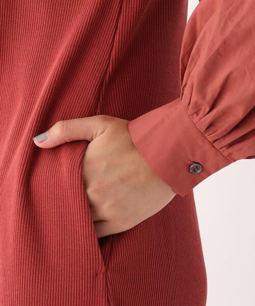 AG by aquagirl(エージーバイアクアガール)の「◆テレコ異素材スリーブワンピース【WEB限定サイズ】(ワンピース・レディース・ブラック/ベージュ/レンガ・40/38/36)」の4枚目の写真