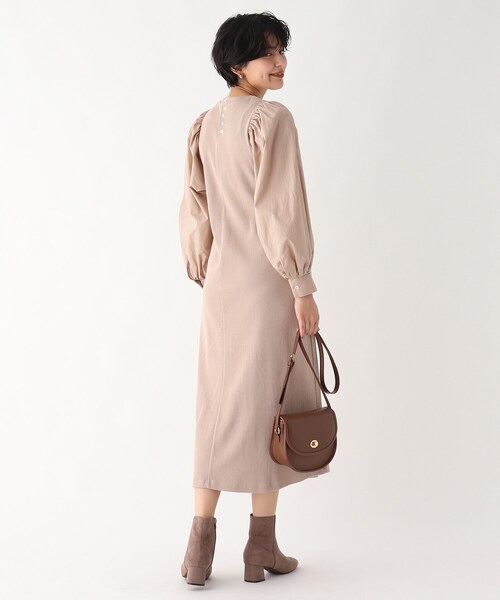 AG by aquagirl(エージーバイアクアガール)の「◆テレコ異素材スリーブワンピース【WEB限定サイズ】(ワンピース・レディース・ブラック/ベージュ/レンガ・40/38/36)」の12枚目の写真