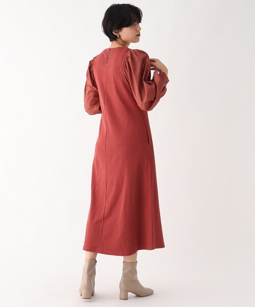 AG by aquagirl(エージーバイアクアガール)の「◆テレコ異素材スリーブワンピース【WEB限定サイズ】(ワンピース・レディース・ブラック/ベージュ/レンガ・40/38/36)」の5枚目の写真