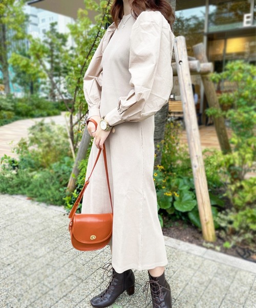 AG by aquagirl(エージーバイアクアガール)の「◆テレコ異素材スリーブワンピース【WEB限定サイズ】(ワンピース・レディース・ブラック/ベージュ/レンガ・40/38/36)」の19枚目の写真
