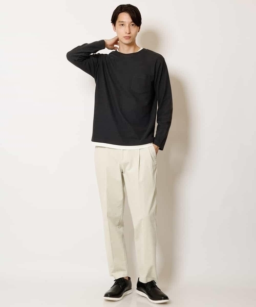 a.v.v（アーヴェヴェ）の「【一枚でもおしゃれ見え】フェイクレイヤードカットソー（Tシャツ/カットソー・メンズ・チャコールグレー/グリーン/ボルドー・46/50/44/48）」の9枚目の写真