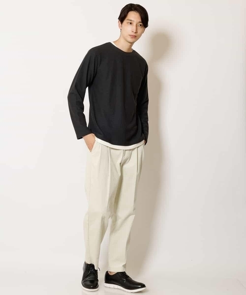 a.v.v（アーヴェヴェ）の「【一枚でもおしゃれ見え】フェイクレイヤードカットソー（Tシャツ/カットソー・メンズ・チャコールグレー/グリーン/ボルドー・46/50/44/48）」の10枚目の写真