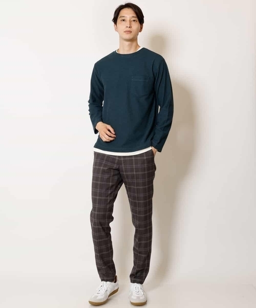 a.v.v（アーヴェヴェ）の「【一枚でもおしゃれ見え】フェイクレイヤードカットソー（Tシャツ/カットソー・メンズ・チャコールグレー/グリーン/ボルドー・46/50/44/48）」の17枚目の写真