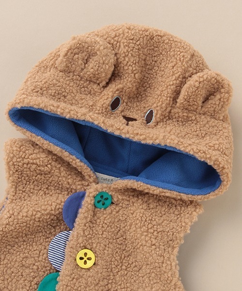 baby cheer（ベイビーチアー）の「アニマルボアベスト（ベスト・キッズ・モカ/キナリ・80-90cm/100-110cm）」の9枚目の写真