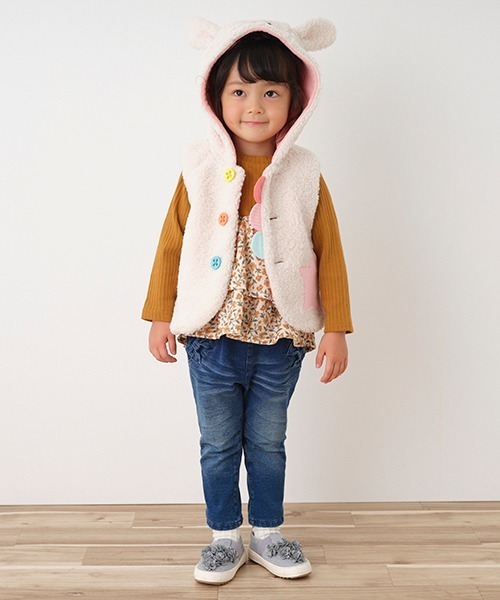 baby cheer（ベイビーチアー）の「アニマルボアベスト（ベスト・キッズ・モカ/キナリ・80-90cm/100-110cm）」の17枚目の写真