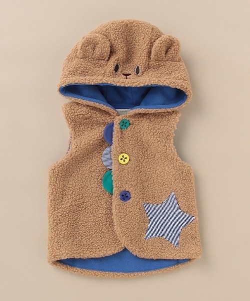 baby cheer（ベイビーチアー）の「アニマルボアベスト（ベスト・キッズ・モカ/キナリ・80-90cm/100-110cm）」の18枚目の写真