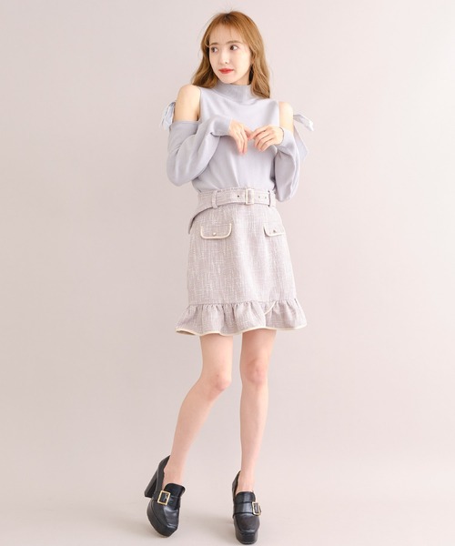 TITTY&CO.（ティティーアンドコー）の「ヘムフリルツイードスカート（スカート・レディース・オフホワイト/ブラック/グレー・SMALL/MEDIUM）」の10枚目の写真