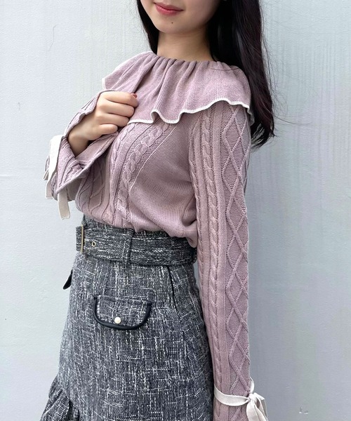 TITTY&CO.（ティティーアンドコー）の「ヘムフリルツイードスカート（スカート・レディース・オフホワイト/ブラック/グレー・SMALL/MEDIUM）」の18枚目の写真