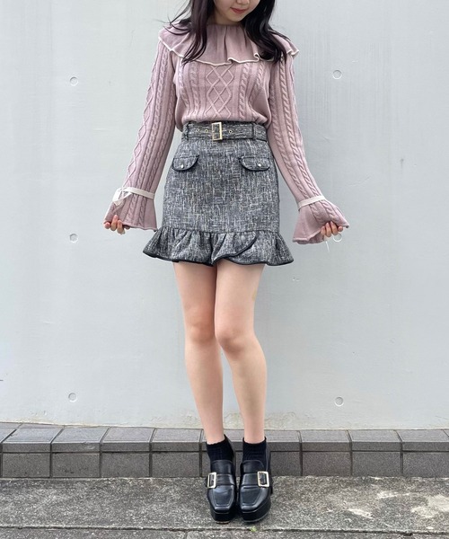 TITTY&CO.（ティティーアンドコー）の「ヘムフリルツイードスカート（スカート・レディース・オフホワイト/ブラック/グレー・SMALL/MEDIUM）」の20枚目の写真