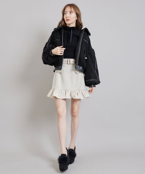 TITTY&CO.（ティティーアンドコー）の「ヘムフリルツイードスカート（スカート・レディース・オフホワイト/ブラック/グレー・SMALL/MEDIUM）」の14枚目の写真