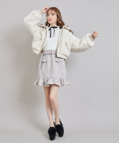 TITTY&CO.（ティティーアンドコー）の「ヘムフリルツイードスカート（スカート・レディース・オフホワイト/ブラック/グレー・SMALL/MEDIUM）」の16枚目の写真