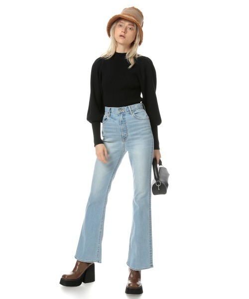 sly パフスリーブニット SLY | 【2BUY10％OFF】EMBROIDERY ZIP UP トップス (ニット ) |SHEL