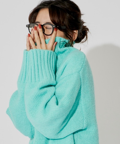 Auntie Rosa Holiday（アンティローザホリデー）の「ミドルゲージカラータートルBIGニット（ニット/セーター・レディース・ライトグレー/ライトブルー/ピンク/グリーン・FREE）」の3枚目の写真