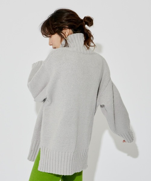 Auntie Rosa Holiday（アンティローザホリデー）の「ミドルゲージカラータートルBIGニット（ニット/セーター・レディース・ライトグレー/ライトブルー/ピンク/グリーン・FREE）」の13枚目の写真