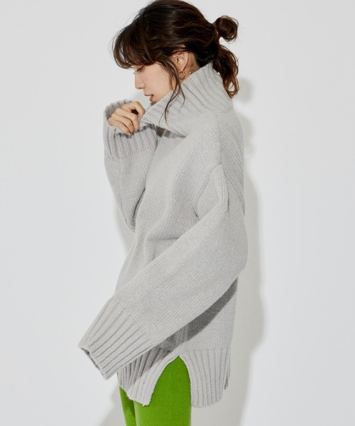 Auntie Rosa Holiday（アンティローザホリデー）の「ミドルゲージカラータートルBIGニット（ニット/セーター・レディース・ライトグレー/ライトブルー/ピンク/グリーン・FREE）」の21枚目の写真