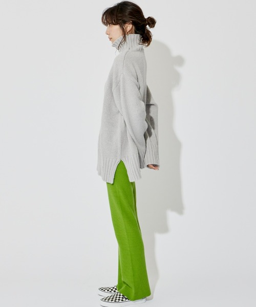 Auntie Rosa Holiday（アンティローザホリデー）の「ミドルゲージカラータートルBIGニット（ニット/セーター・レディース・ライトグレー/ライトブルー/ピンク/グリーン・FREE）」の6枚目の写真