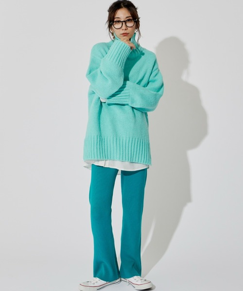 Auntie Rosa Holiday（アンティローザホリデー）の「ミドルゲージカラータートルBIGニット（ニット/セーター・レディース・ライトグレー/ライトブルー/ピンク/グリーン・FREE）」の17枚目の写真