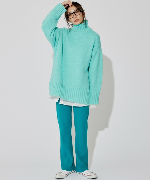 Auntie Rosa Holiday（アンティローザホリデー）の「ミドルゲージカラータートルBIGニット（ニット/セーター・レディース・ライトグレー/ライトブルー/ピンク/グリーン・FREE）」の9枚目の写真